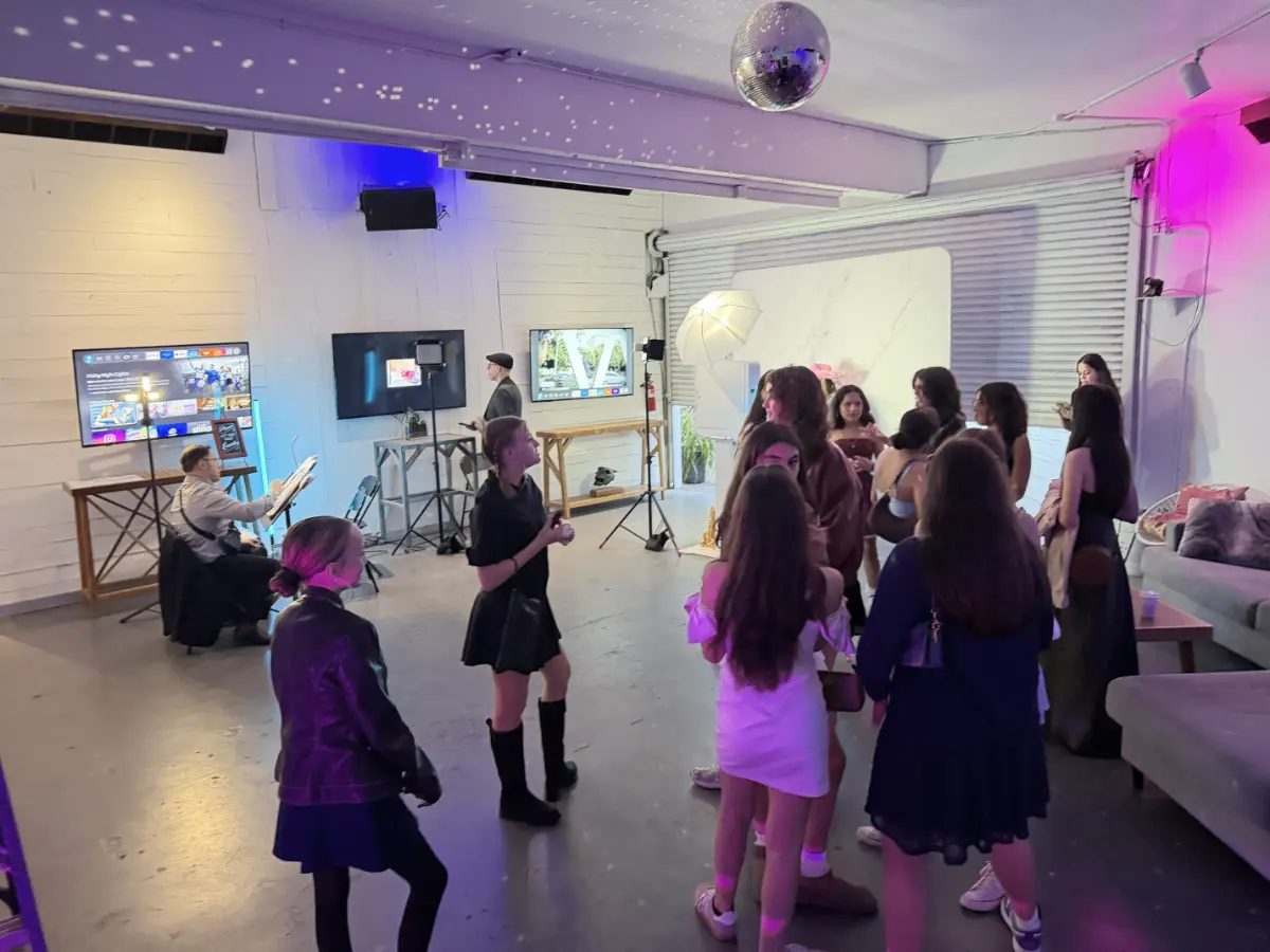 Culver City industrial party space set up for a Bar Mitzvah celebration.