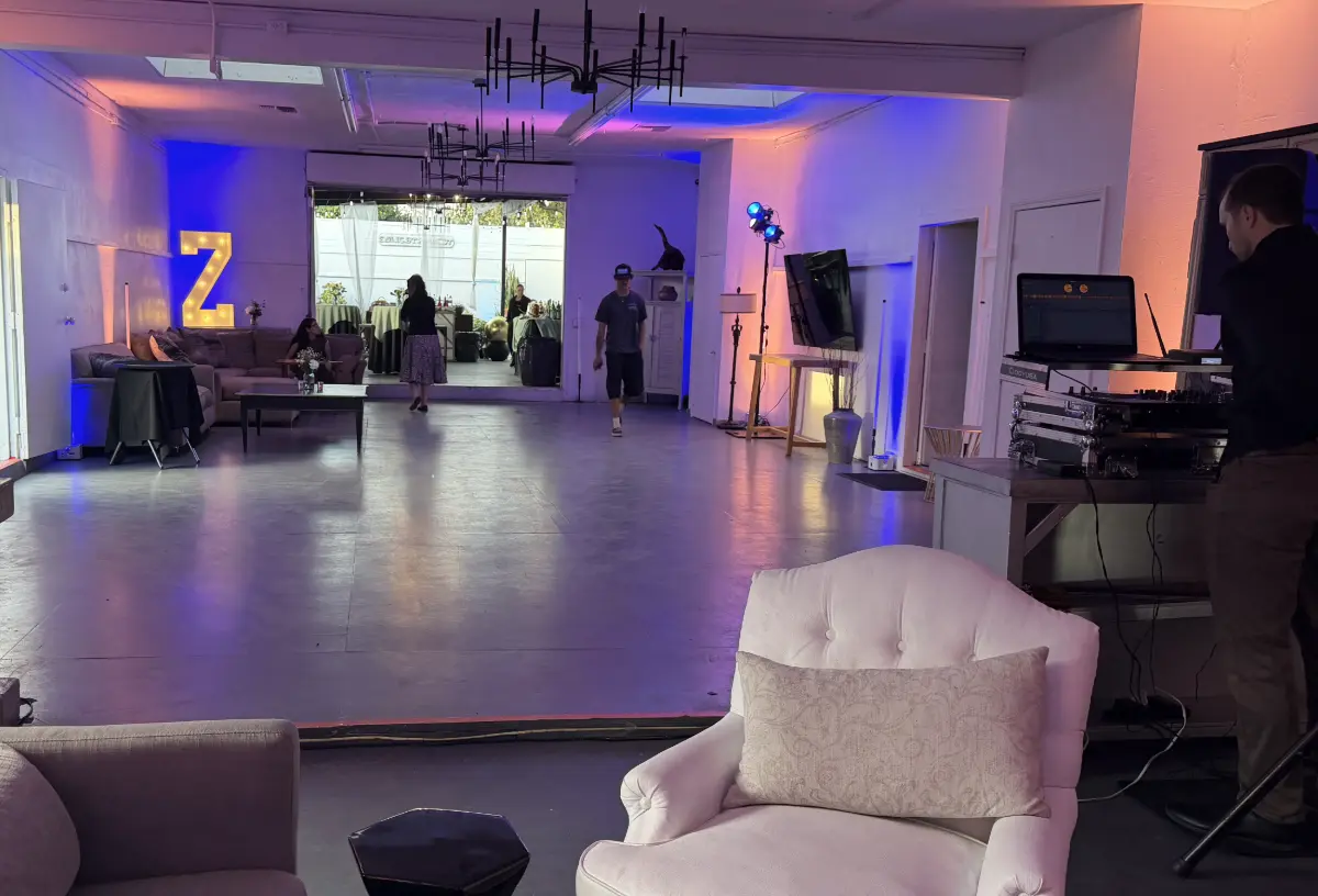 Industrial modern event venue in Los Angeles for a Bar Mitzvah celebration.