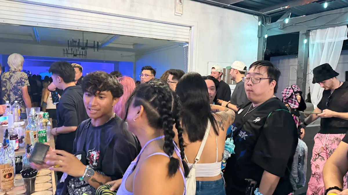 Outdoor bar and lounge area at Art and Space LA Mid-City Los Angeles event venue