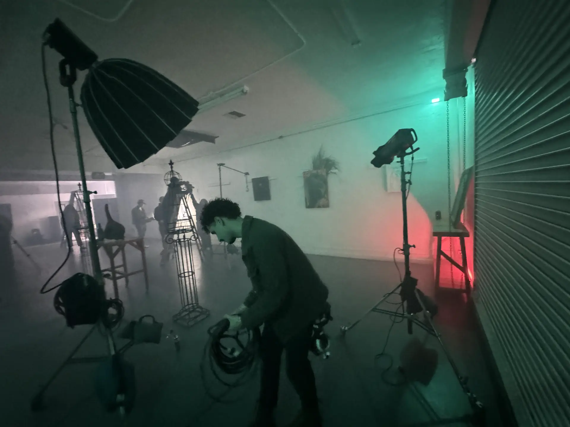 Professional crew filming on a cinematic film set production in Rancho Park for premium visual content.