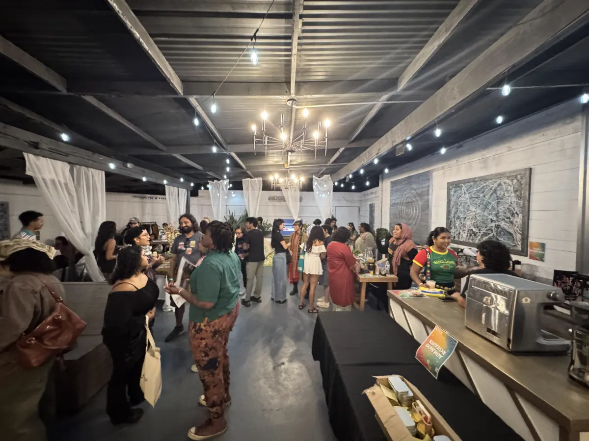 Industrial gallery interior with warm lighting at Art and Space LA event space
