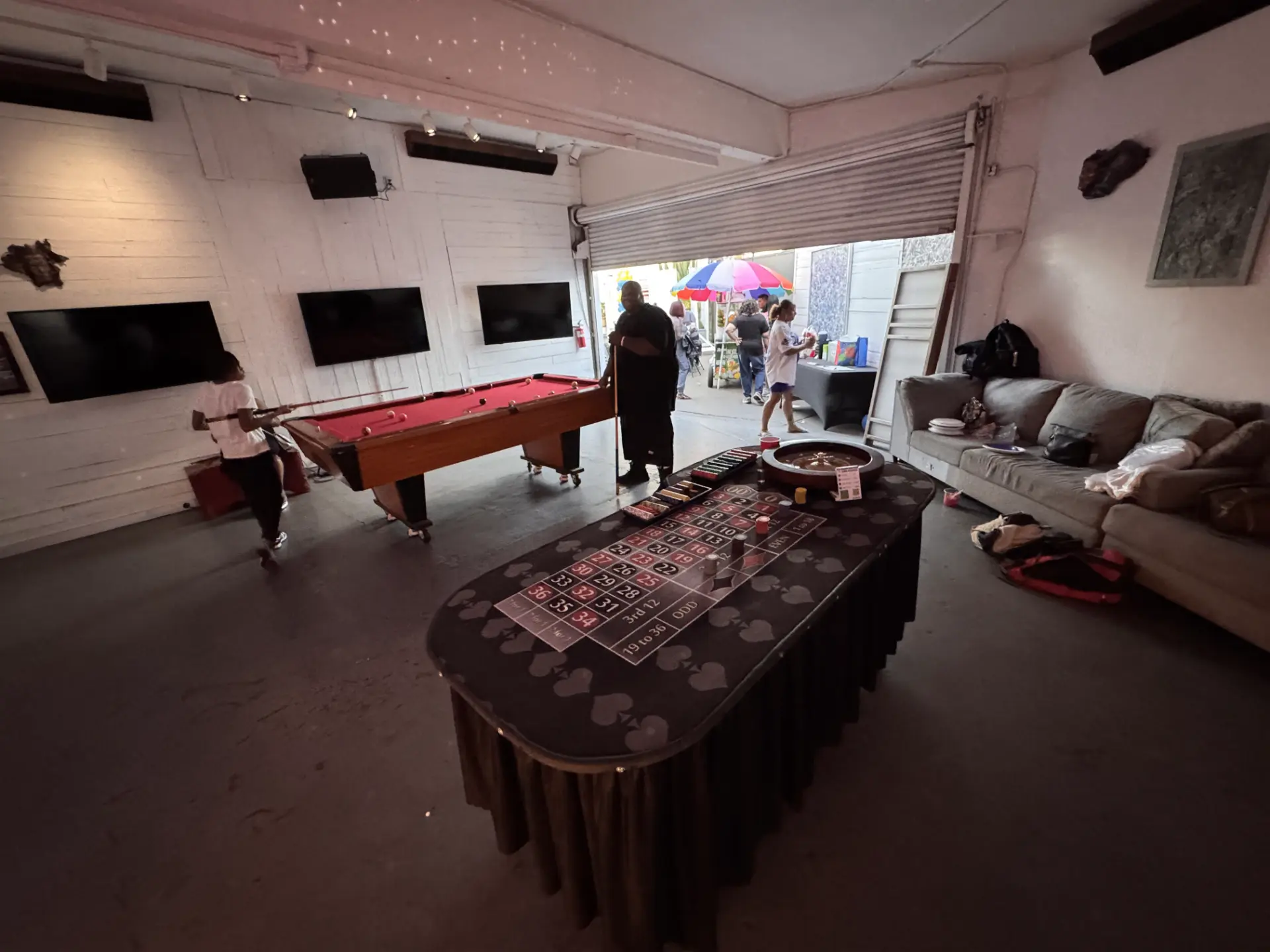 Industrial casual event space with pool table for a kids birthday party venue in Mar Vista offering premium private rentals.