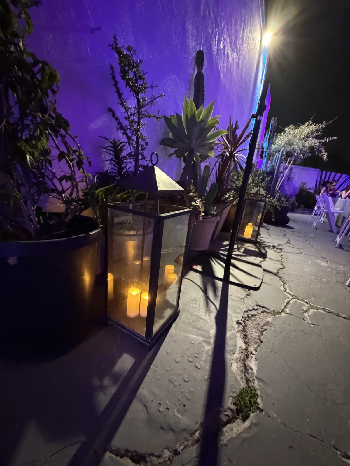 Outdoor lighting and decor at Art and Space LA event venue